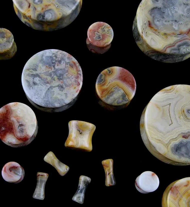 Crazy Lace Agate Stone Plugs - Image 3