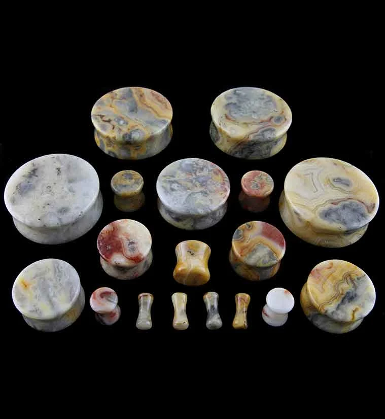 Crazy Lace Agate Stone Plugs - Image 4