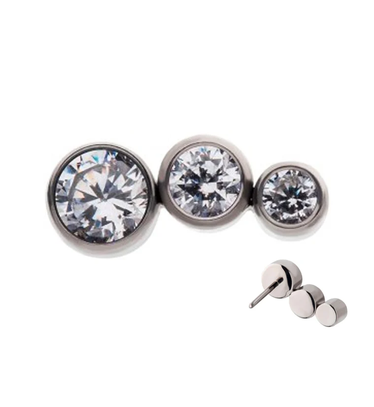 Crescendo CZ Threadless Titanium Top