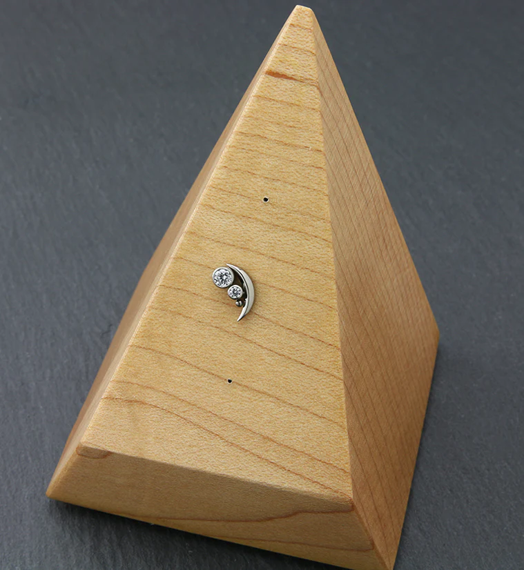 Crescent Dual Clear CZ Threadless Titanium Top - Image 2