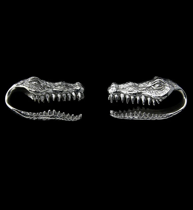 Crocodile White Brass Ear Weights - Image 2