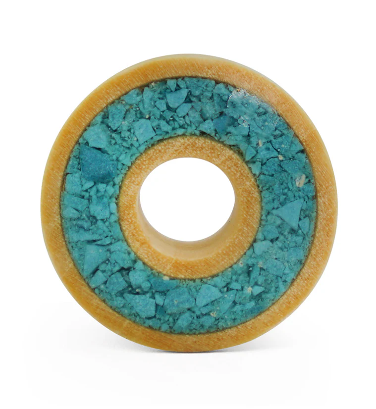 Crocodile Wooden Tunnels with Crushed Turquoise Stone Inlay - Image 3