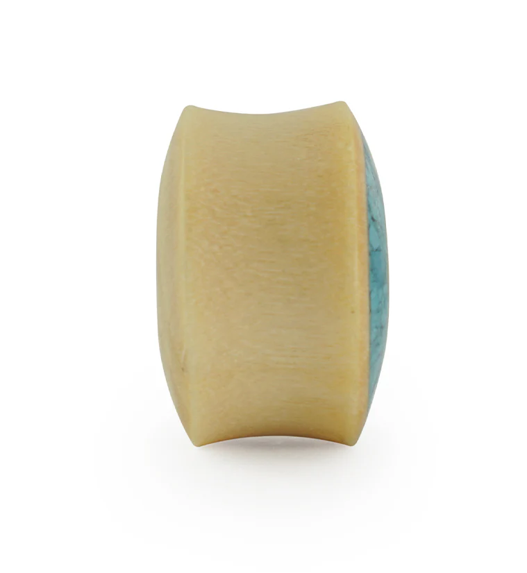 Crocodile Wooden Tunnels with Crushed Turquoise Stone Inlay - Image 4