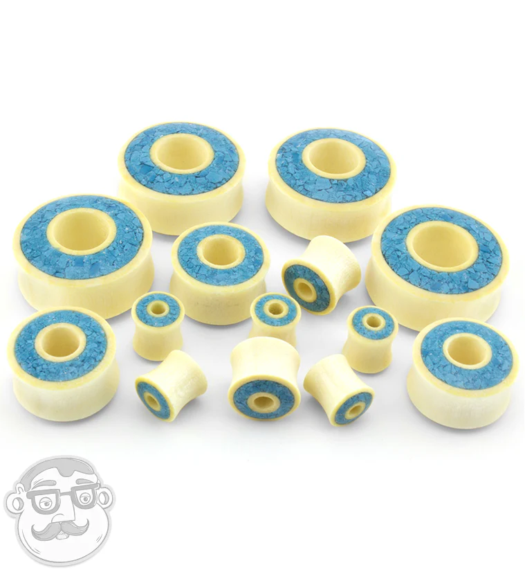 Crocodile Wooden Tunnels with Crushed Turquoise Stone Inlay - Image 6