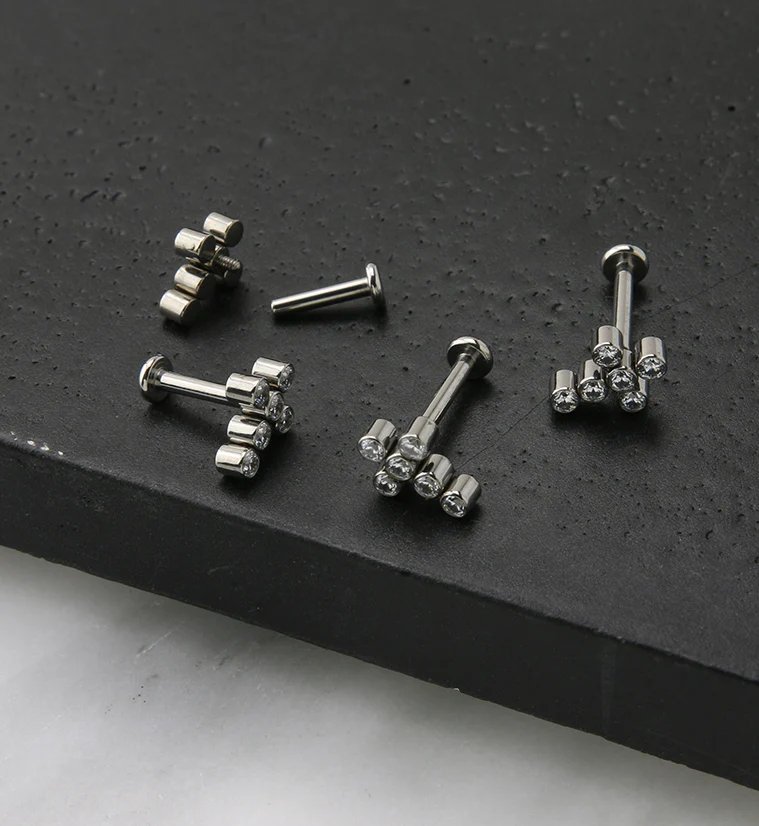 Cross CZ Titanium Internally Threaded Labret - Image 2