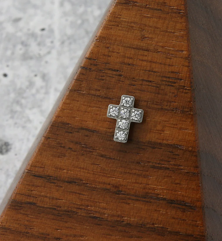 Cross CZ Titanium Threadless Top - Image 2