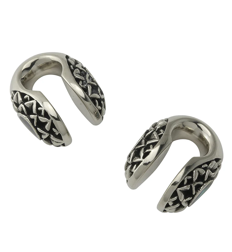Crux Abalone Keyhole White Brass Ear Weights - Image 3