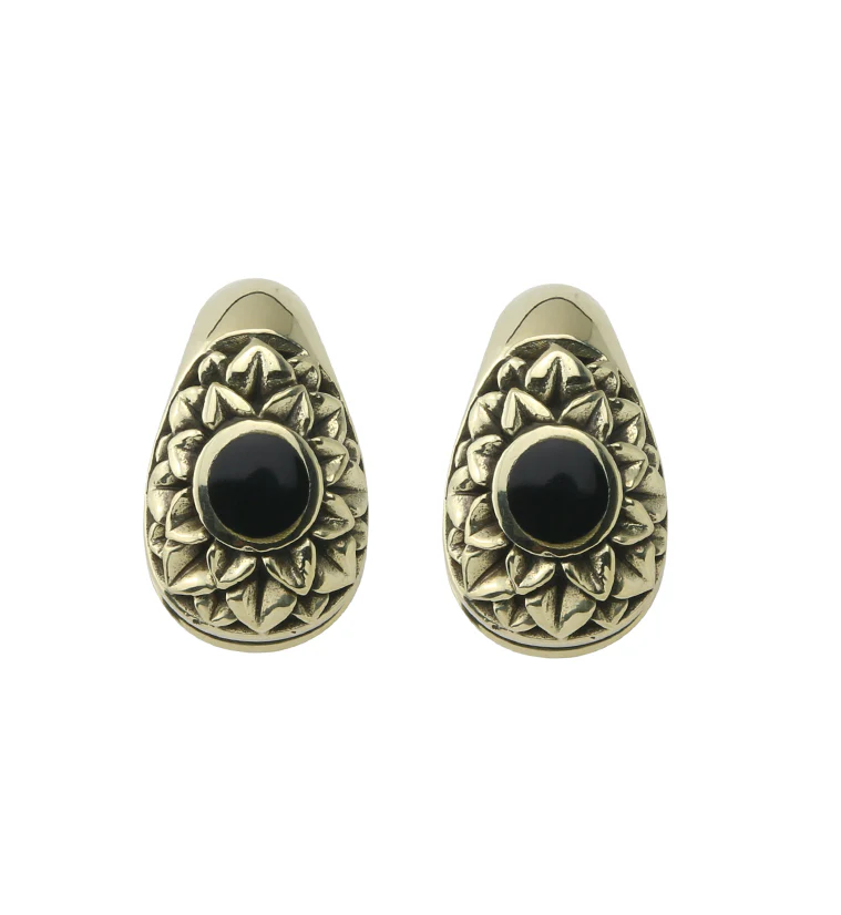Crux Black Resin Keyhole Brass Ear Weights