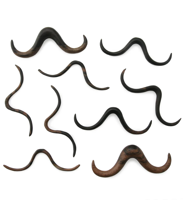 Curly Mustache Areng Wooden Septum Bar