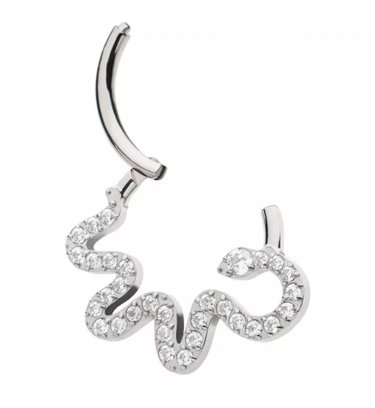 Curvy Snake Clear CZ Hinged Segment Ring - Image 3
