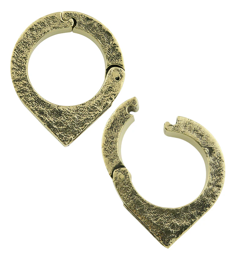 Cusp Triangle Abalone Brass Hinged Hoop Ear Weights - Image 3