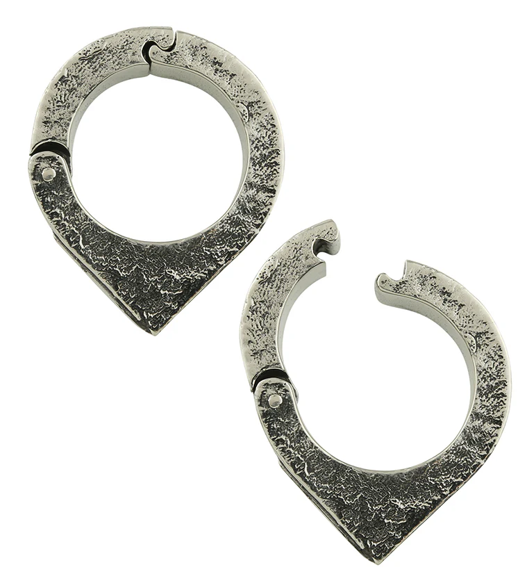 Cusp Triangle Abalone White Brass Hinged Hoop Ear Weights - Image 3