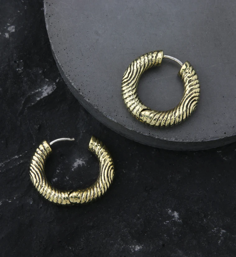 Dab Brass Hinged Earrings - Image 2