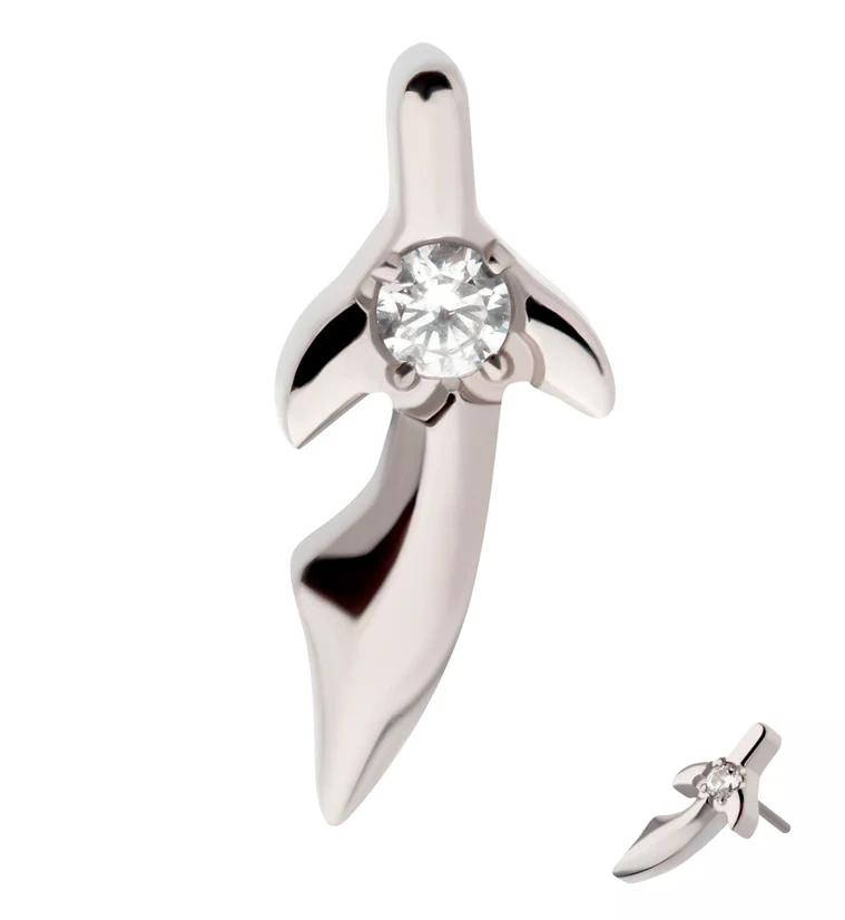 Dagger Clear CZ Threadless Titanium Top