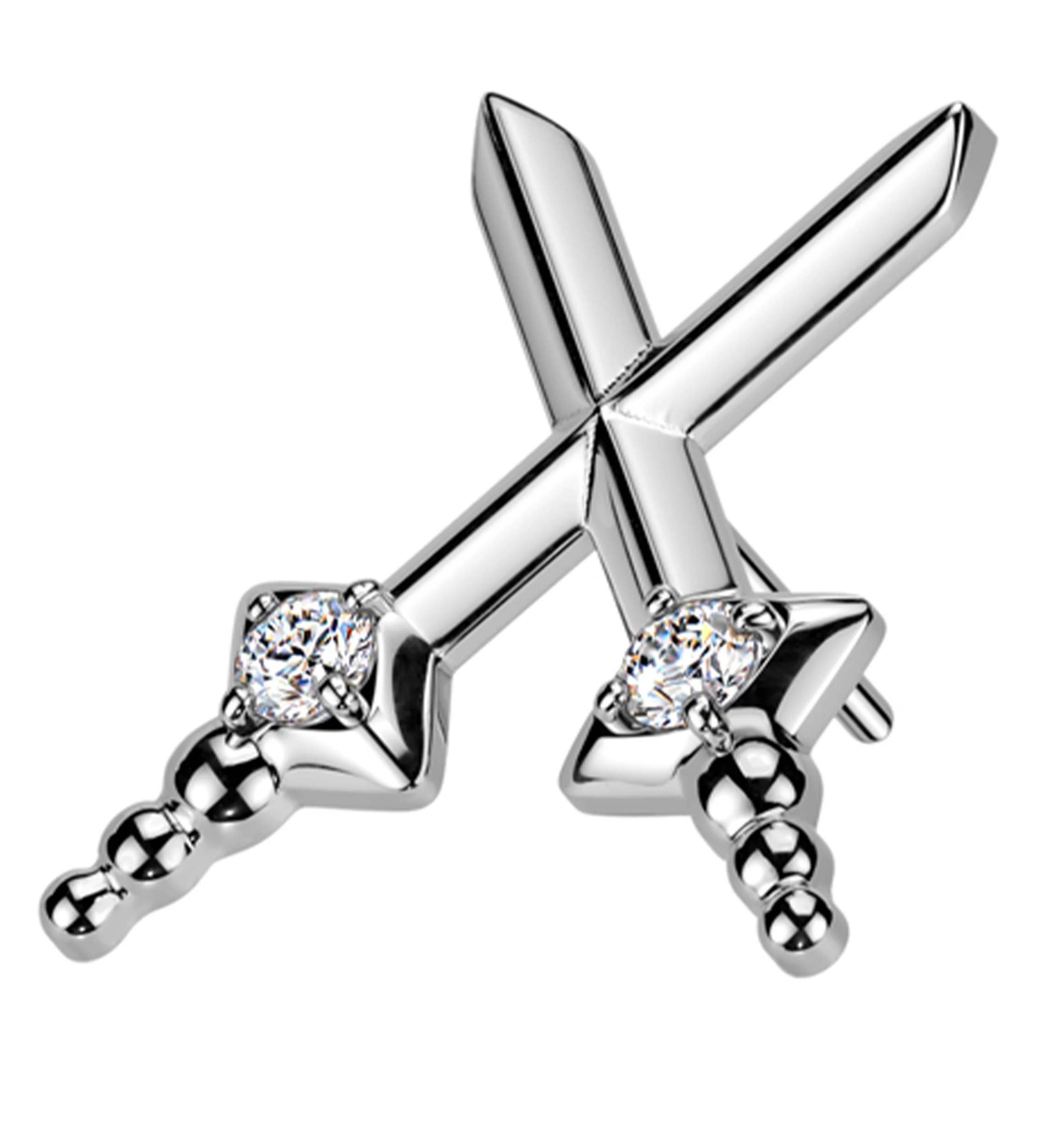 Dagger Dual Clear CZ Threadless Titanium Top