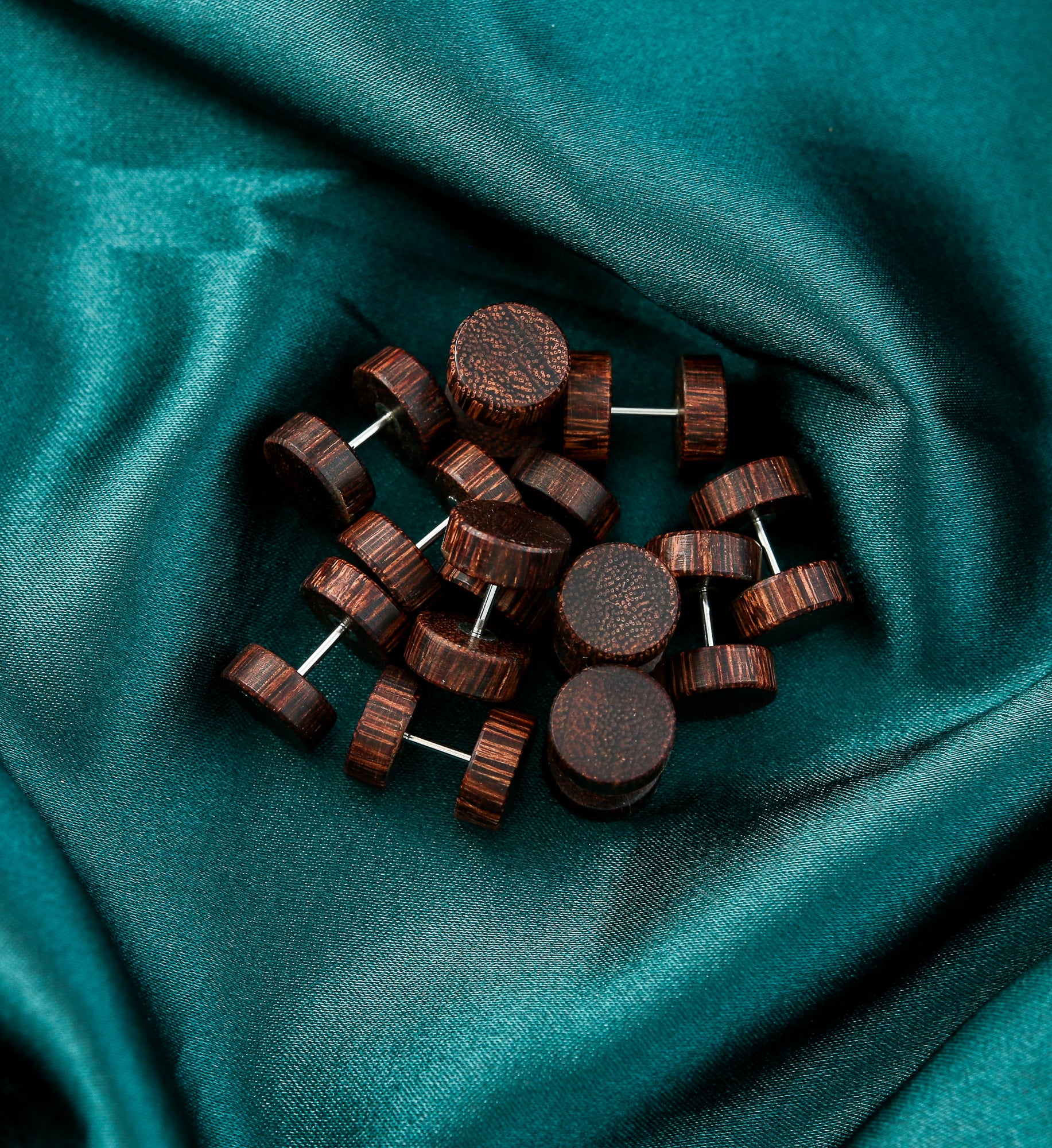 Dark Tamarind Wood Fake Gauge Plugs - Image 2