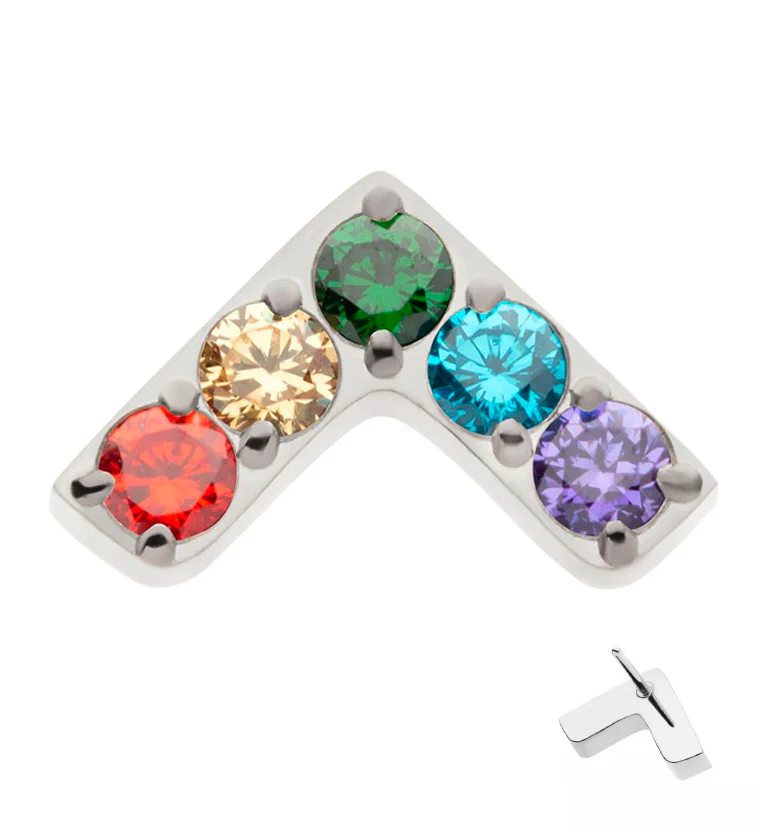 Dart Rainbow CZ Threadless Titanium Top