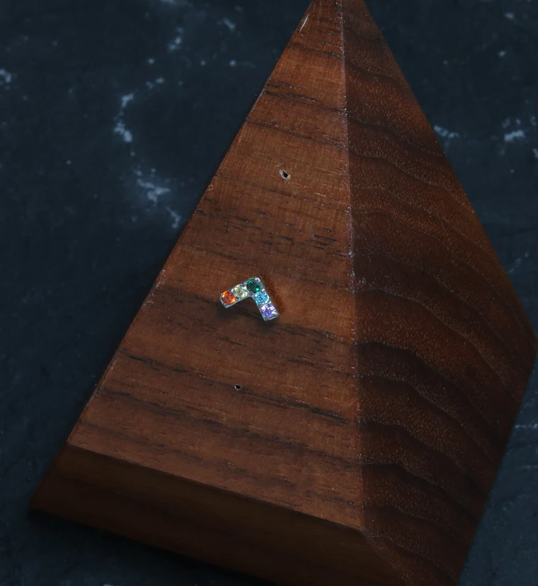 Dart Rainbow CZ Threadless Titanium Top - Image 2