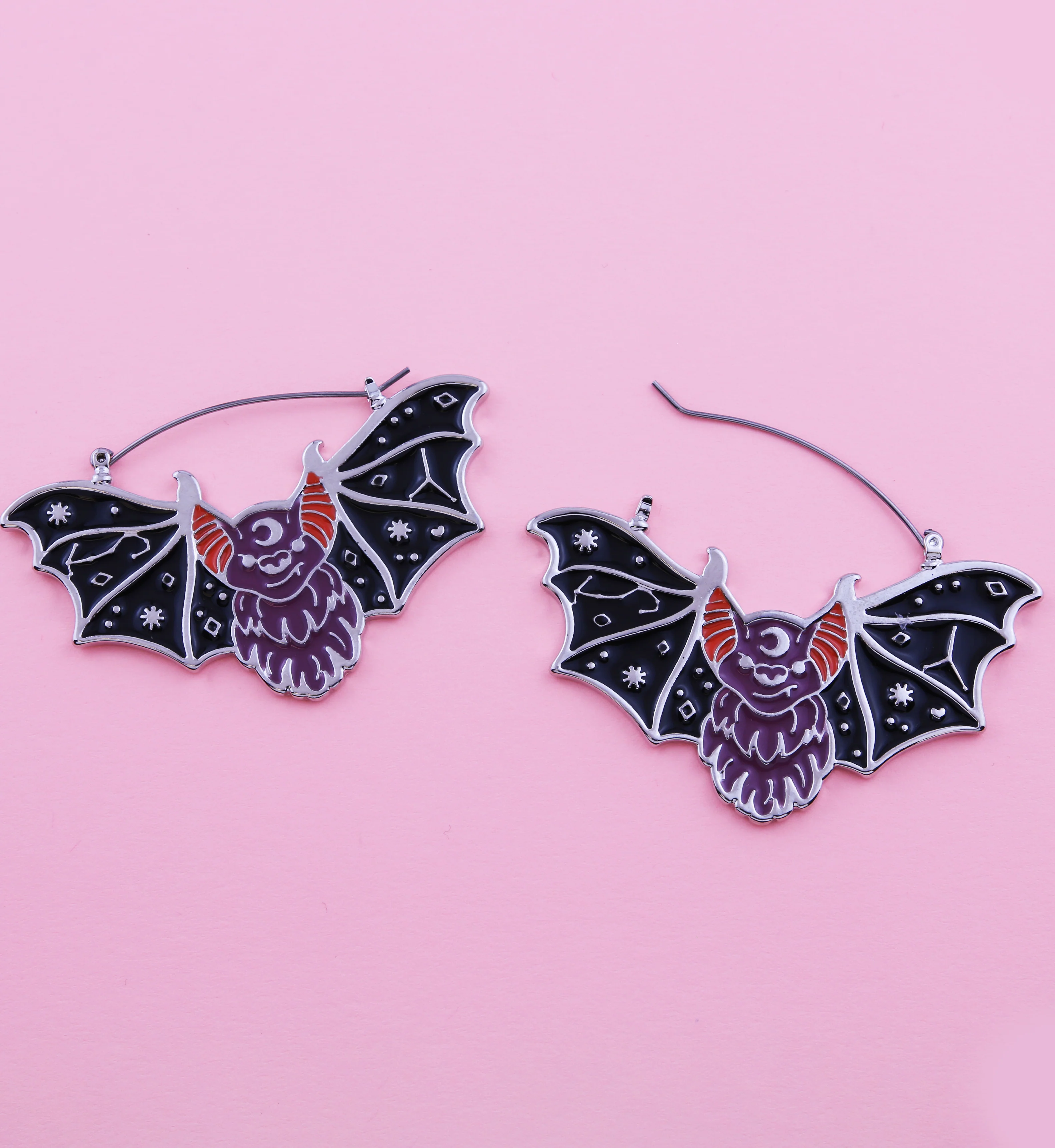 Devil Bat Stainless Steel Plug Hoops - Image 2