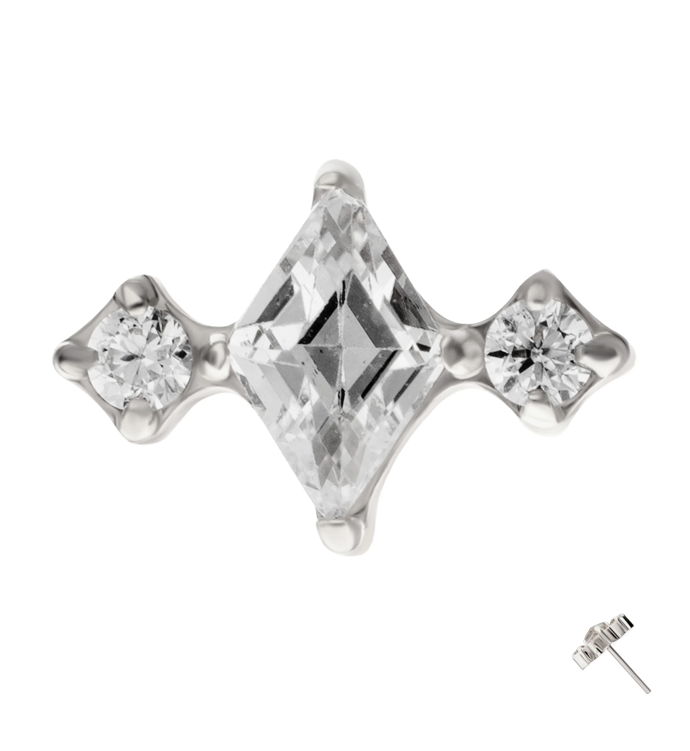 Diamond Bloom Clear CZ Titanium Threadless Top