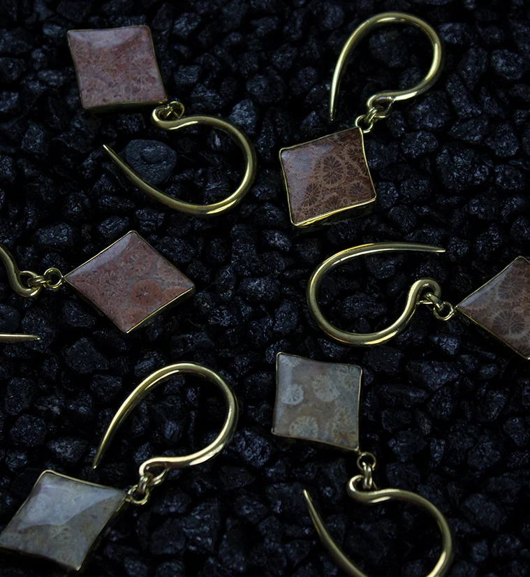 Diamond Fossilized Coral Brass Hangers - Image 3
