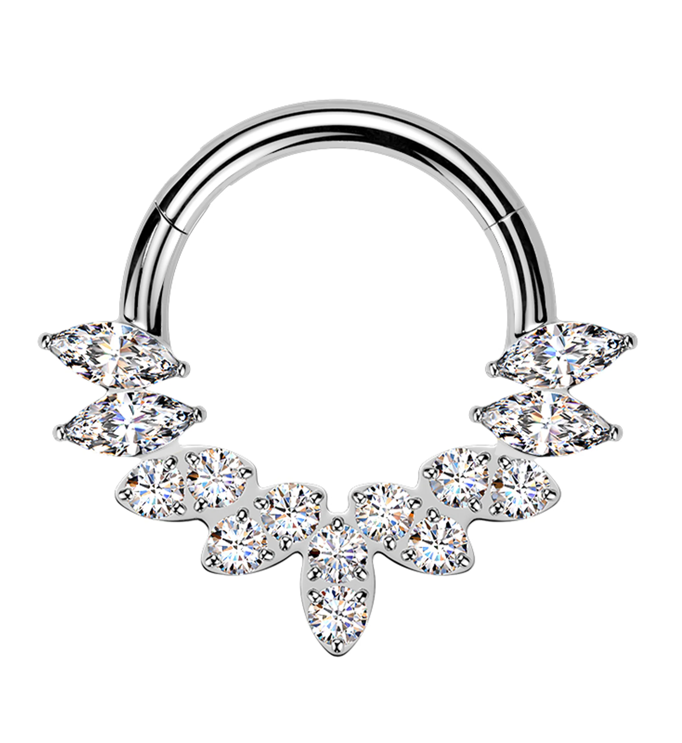 Divine Clear CZ Titanium Hinged Segment Ring
