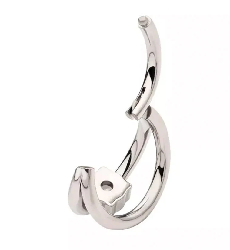 Double Bar Clear CZ Titanium Hinged Segment Ring - Image 2