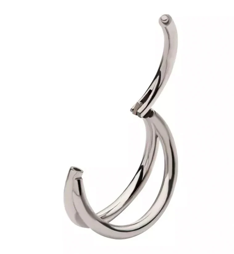 Double Bar Titanium Hinged Segment Ring - Image 3