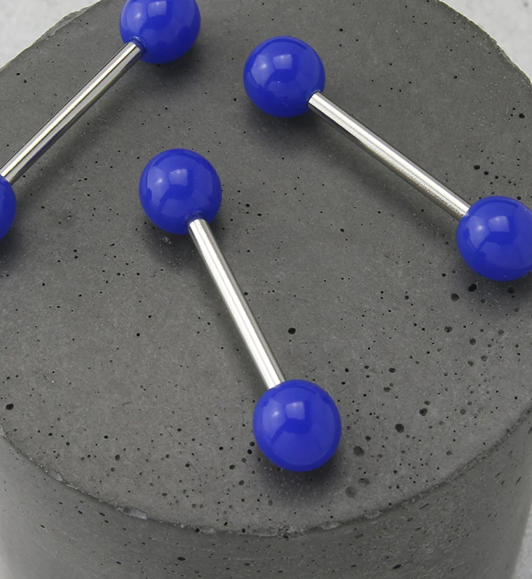 Double Blue Ball Stainless Steel Barbell - Image 2