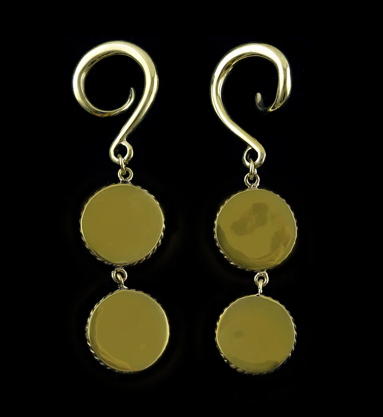 Double Blue Dichroic Glass Coil Hanging Ear Weights - Image 2