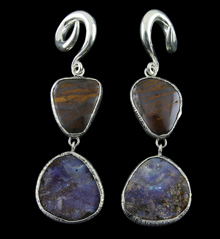 Double Boulder Opal Ear Weights Version 14