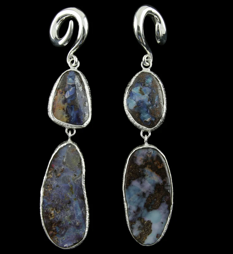 Double Boulder Opal Ear Weights Version 22