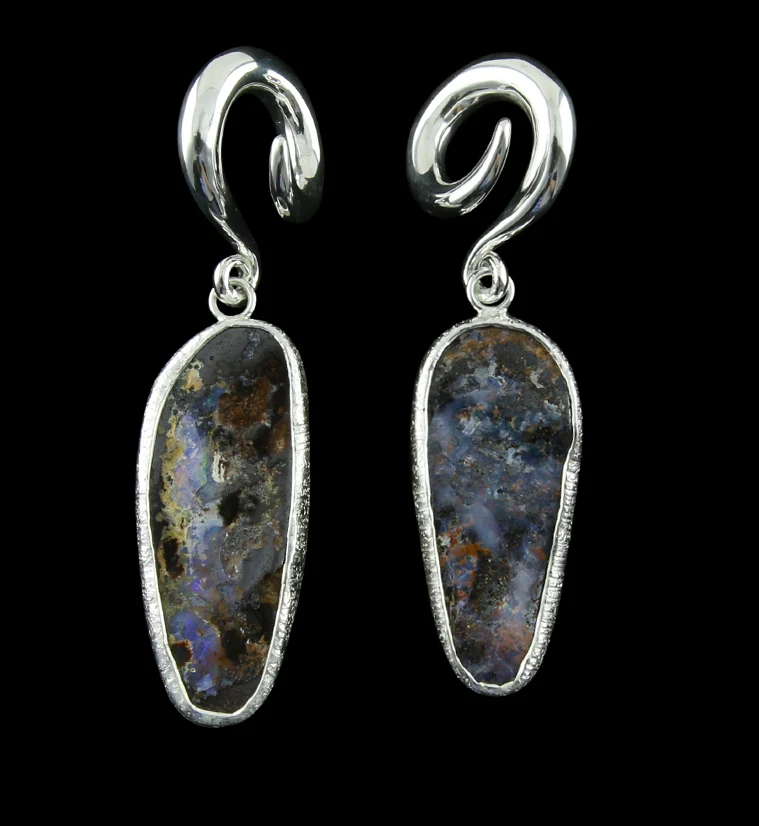 Double Boulder Opal Ear Weights Version 24