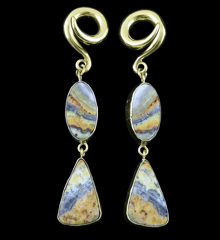 Double Bumblebee Jasper Stone Ear Weights Version 3