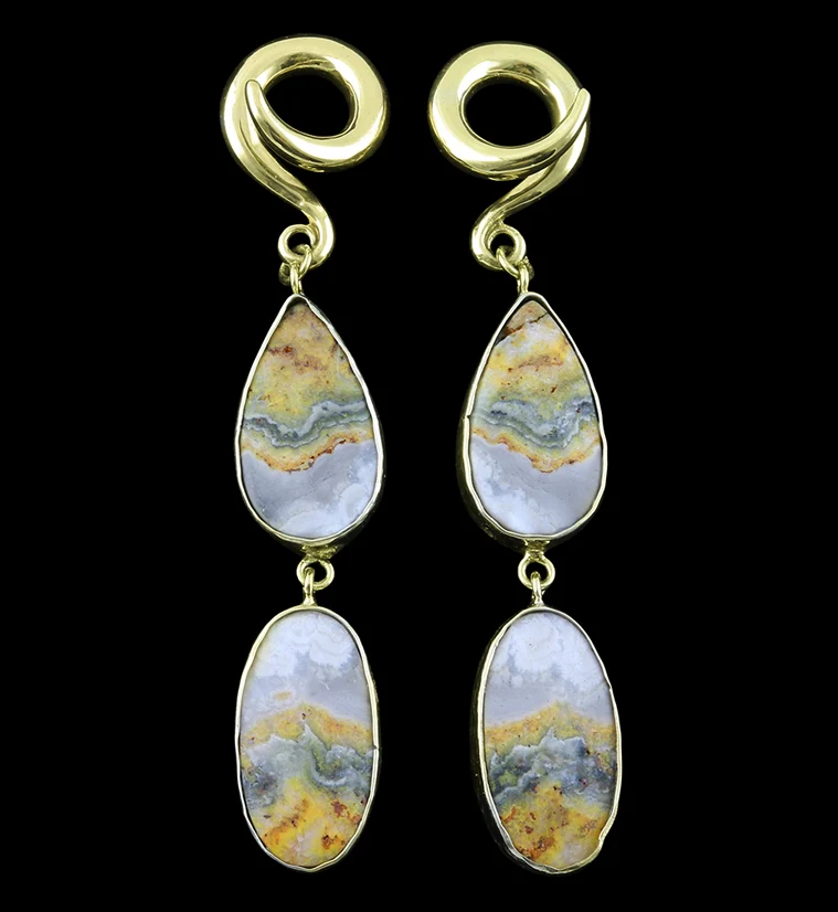 Double Bumblebee Jasper Stone Ear Weights Version 2