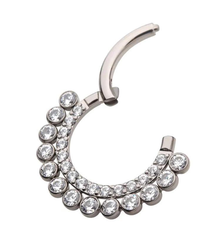 Double CZ Edge Titanium Hinged Segment Ring - Image 2