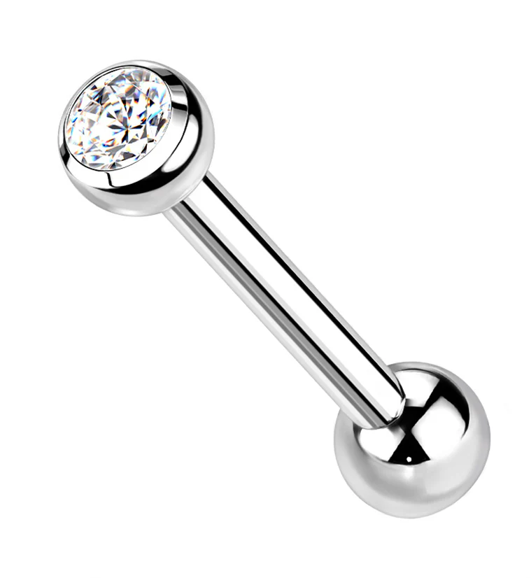 Double CZ Internally Threaded Titanium Barbell