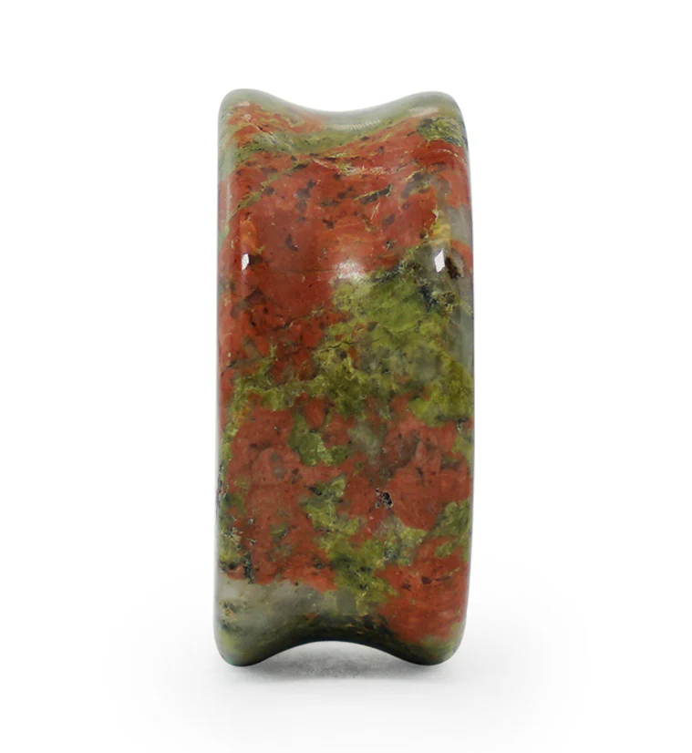 Double Flare Unakite Stone Plugs - Image 6