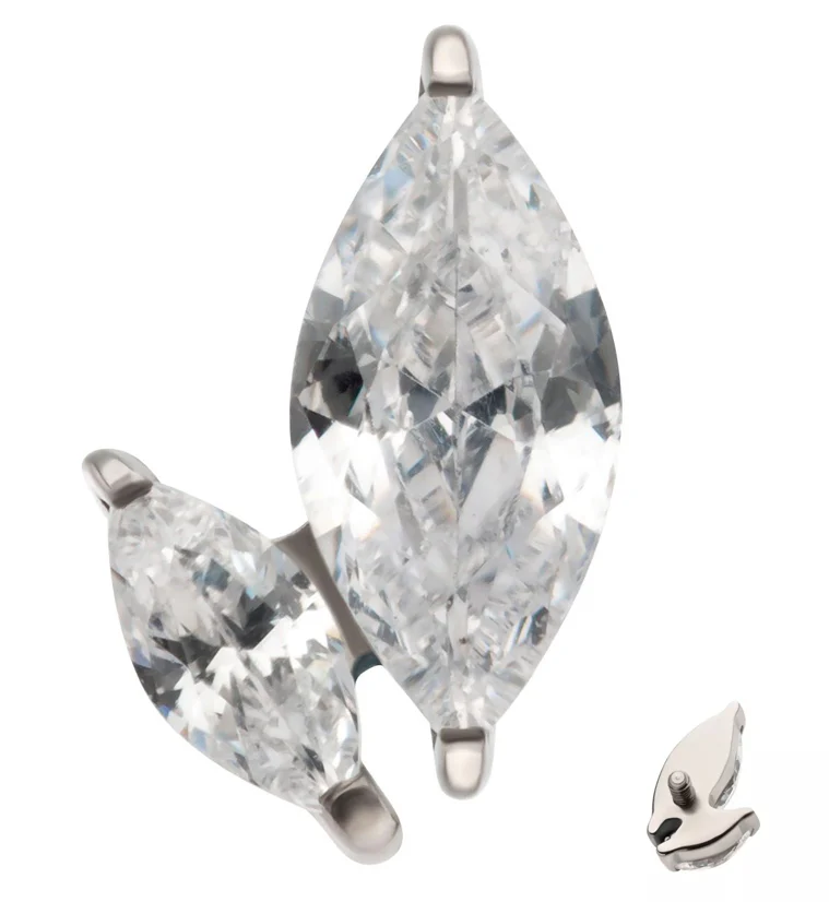Double Marquise Clear CZ Titanium Internally Threaded Top