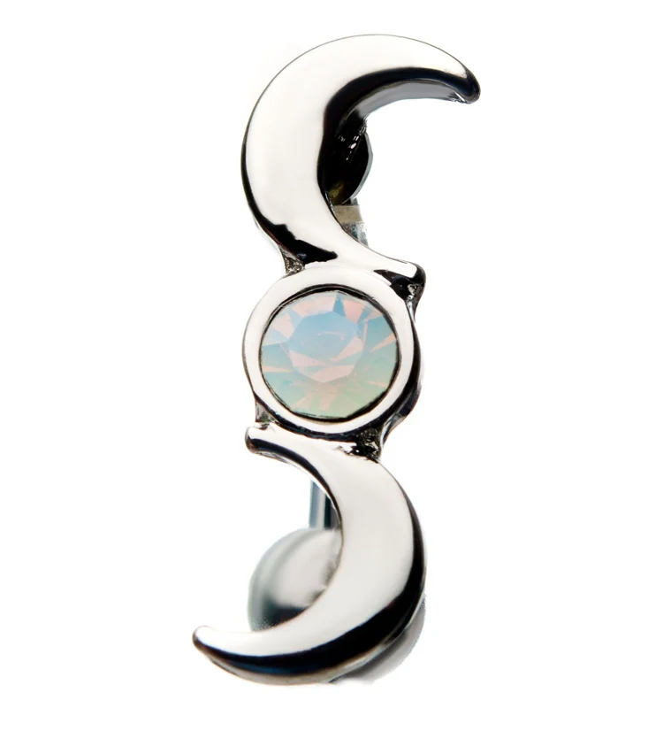 Double Moon Opalite Belly Ring - Image 2