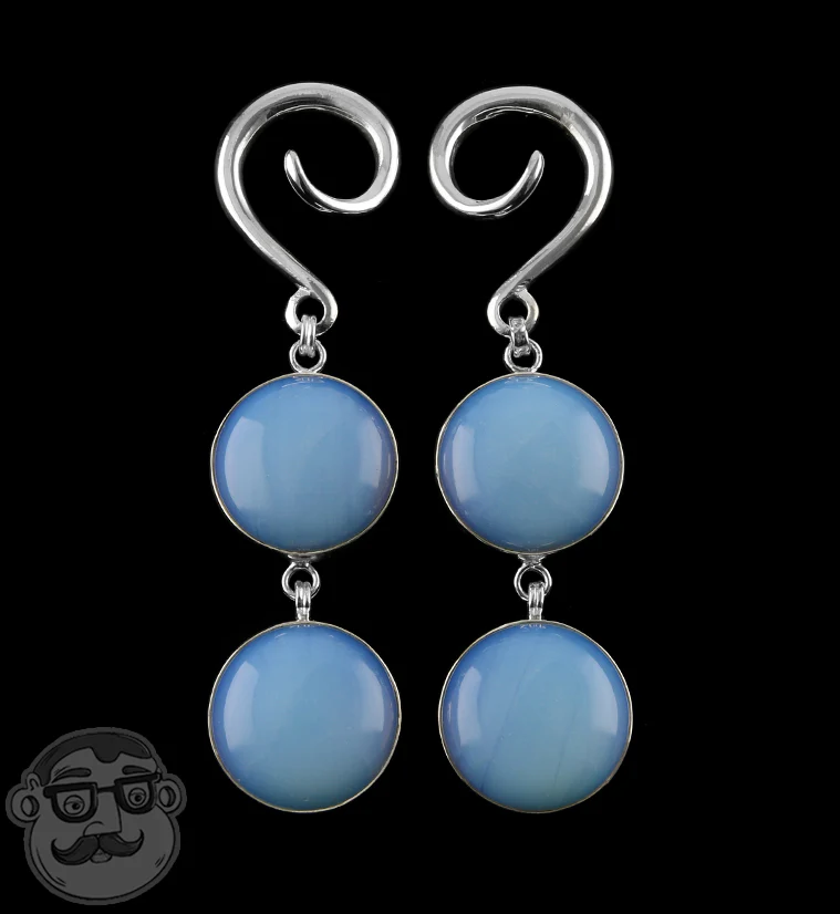 Double Opalite Glass Hanging Ear Weights