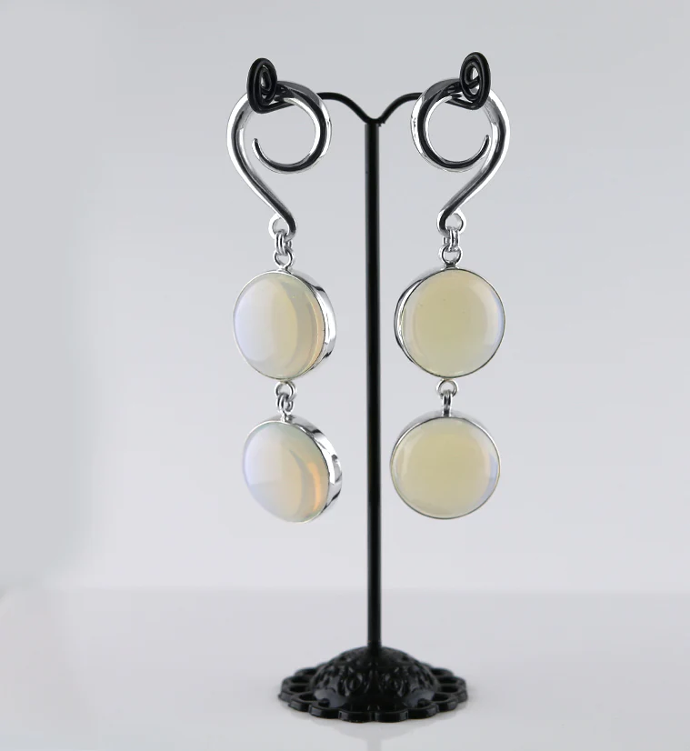 Double Opalite Glass Hanging Ear Weights - Image 2