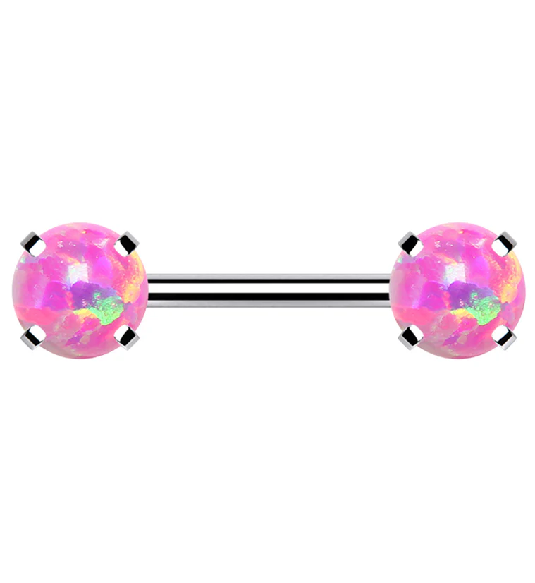 Double Pink Opalite Threadless Barbell