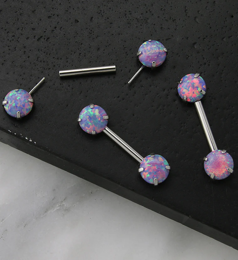Double Purple Opalite Threadless Barbell - Image 2