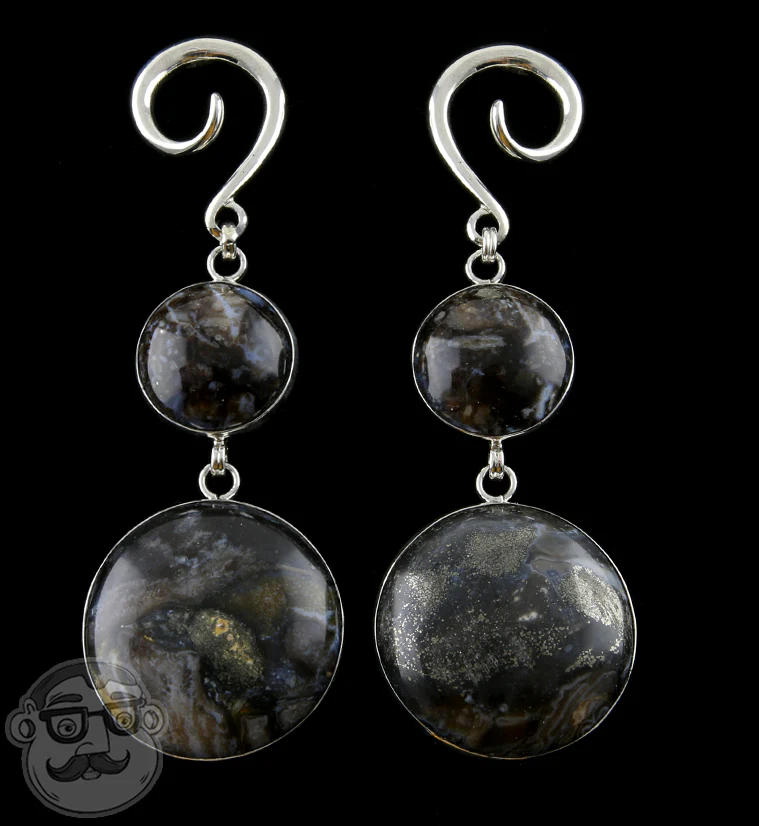 Double Pyrite Jasper Stone Ear Weights