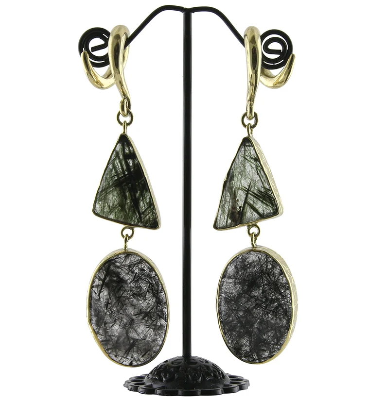 Double Rutilated Quartz Stone Ear Weights Version 4