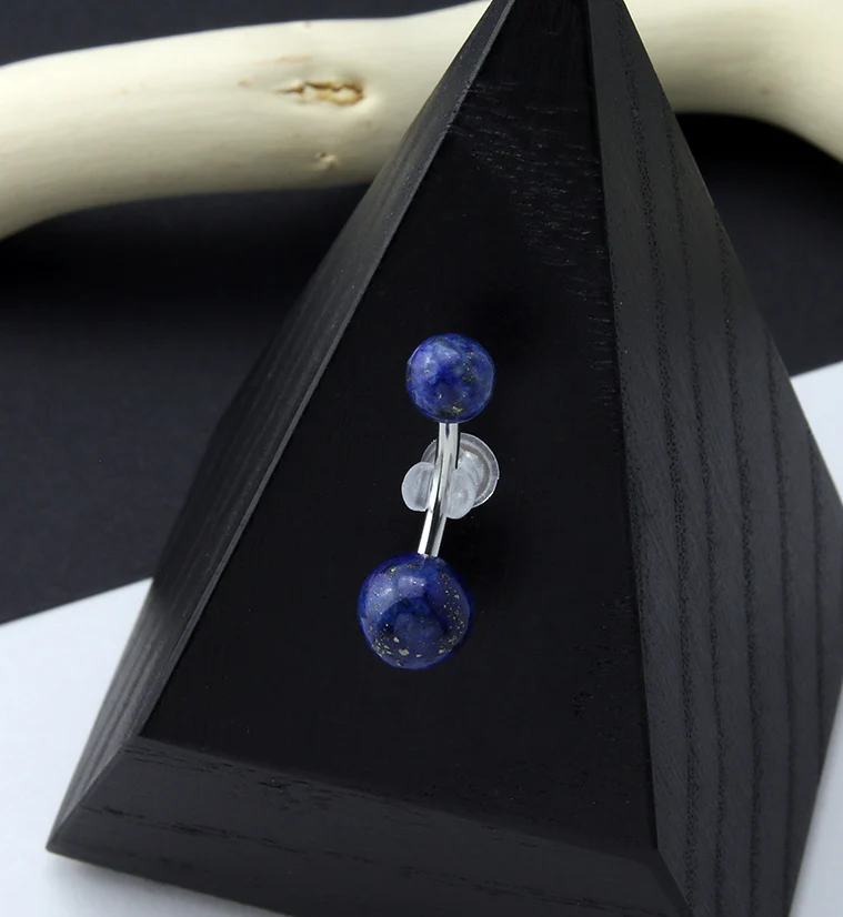 Double Sodalite Blue Stone Belly Ring - Image 2