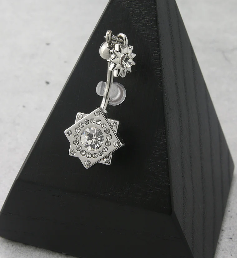 Double Square CZ Belly Button Ring - Image 2