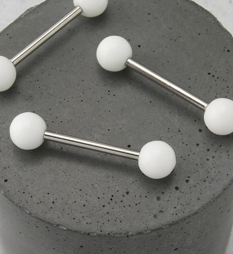 Double White Ball Stainless Steel Barbell - Image 2