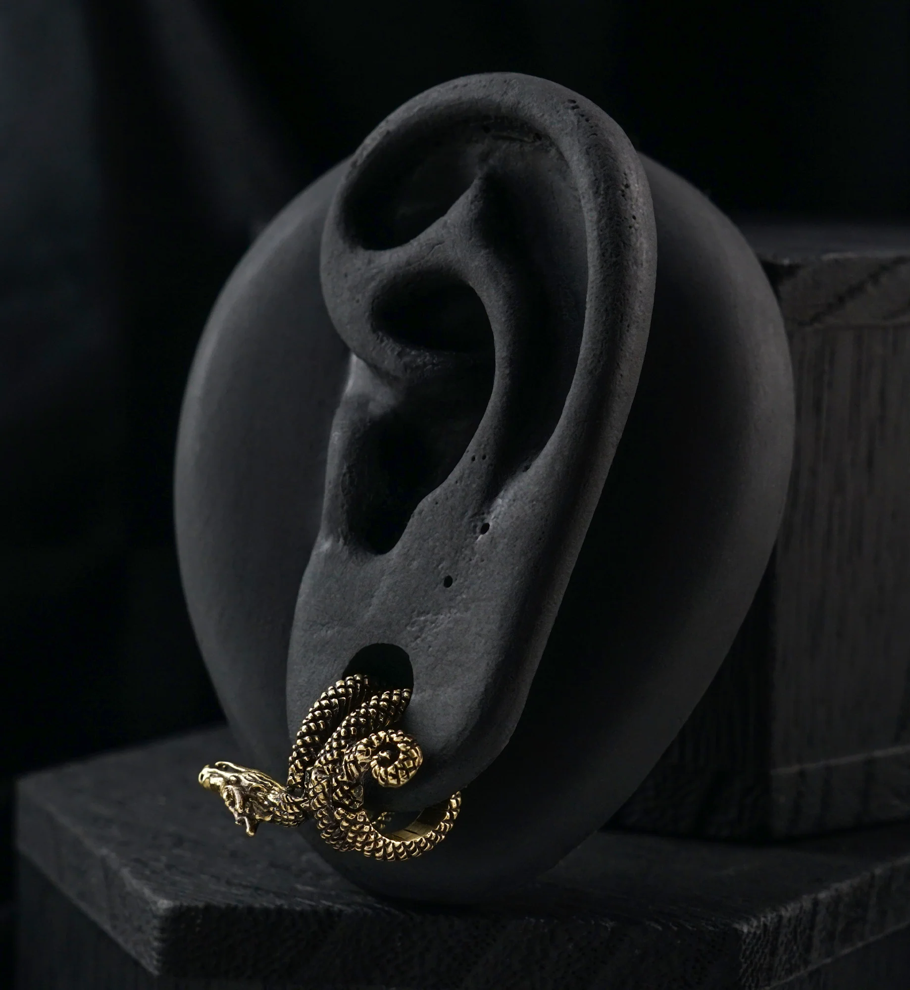 Dragon Wrap Brass Hinged Stretched Ear Cuffs - Image 2